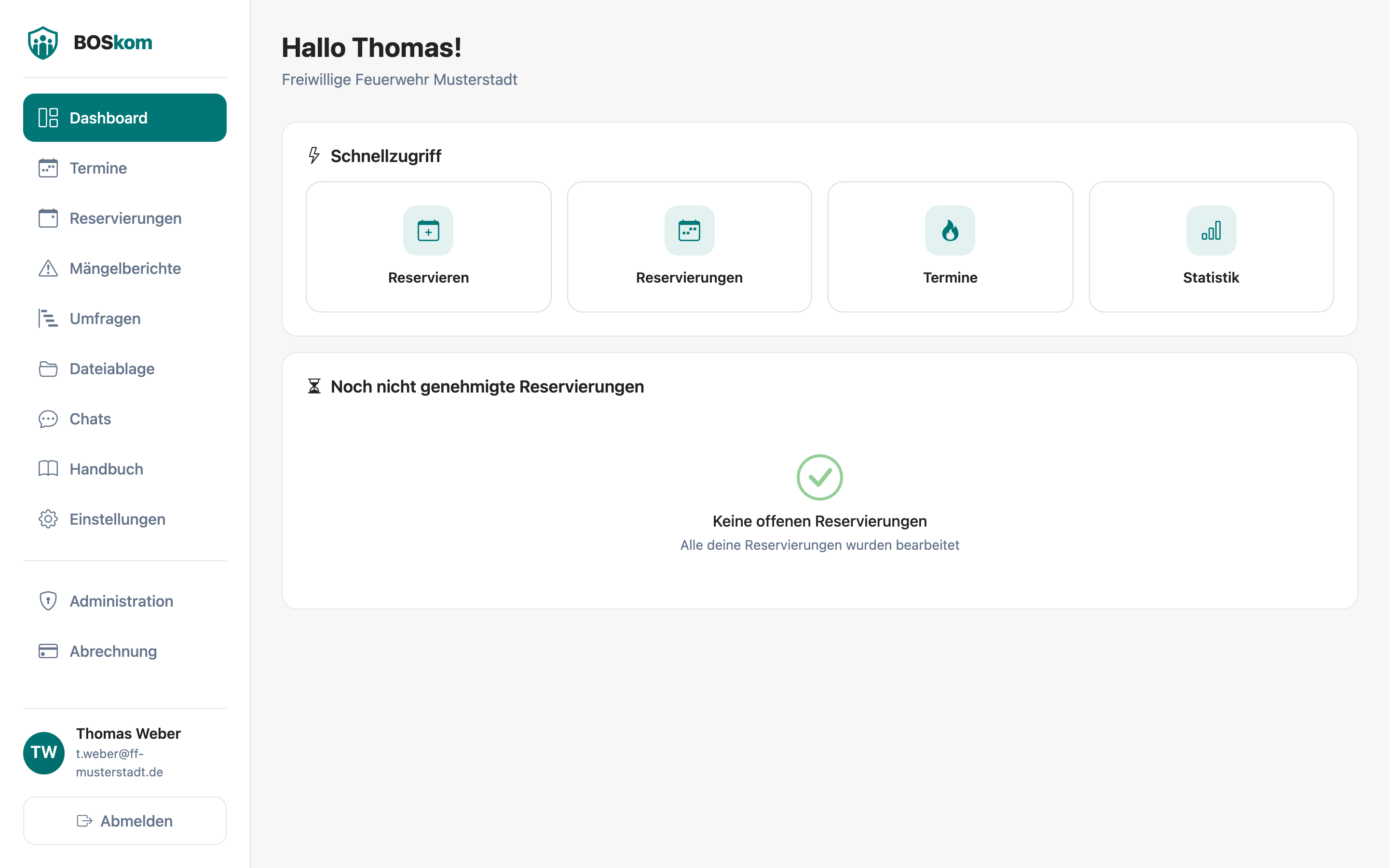 BOSkom Web-App – Dashboard