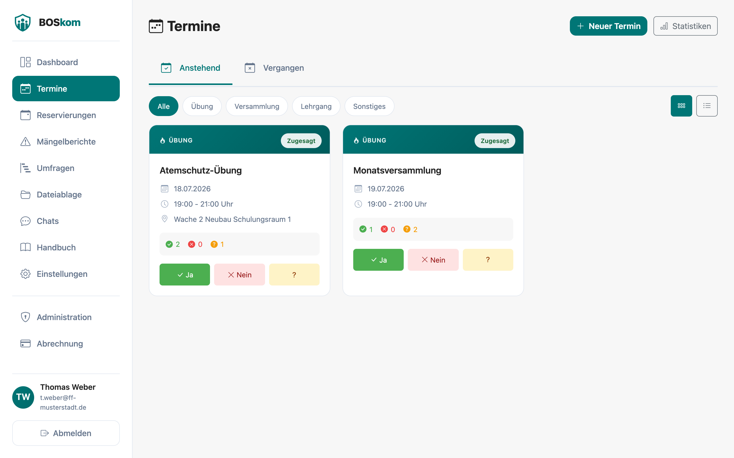 BOSkom Web-App – Termine