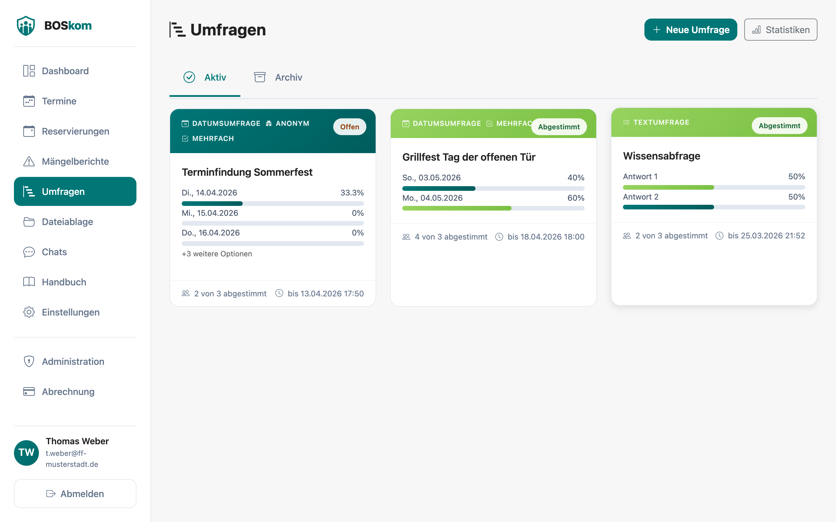 BOSkom Web-App – Umfragen